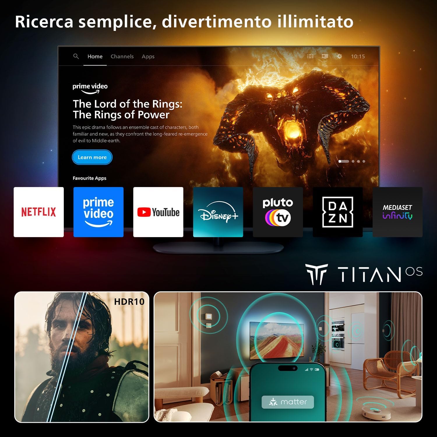 32PFS6900 HD LED Smart TV - Display 32'' with Pixel Plus, Platform Titan OS and Dolby Digital Sound - Works with Alexa and Google Voice Assistant